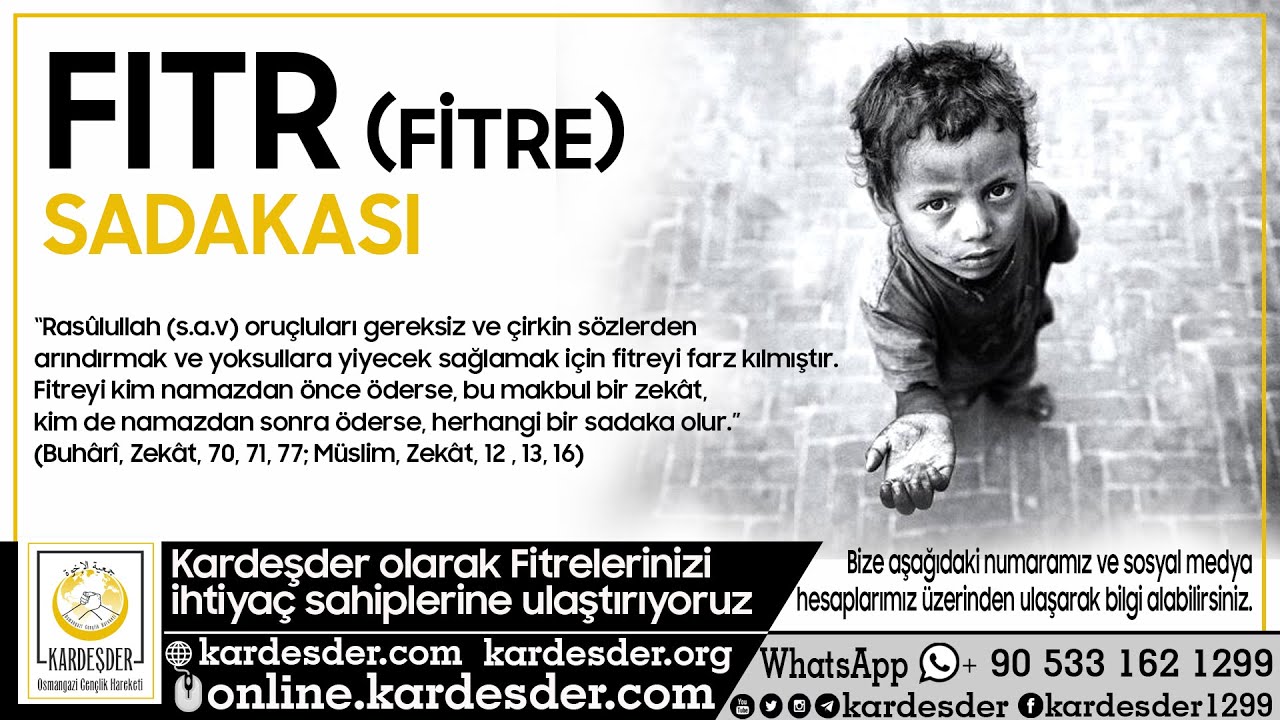FİTRELERİNİZİ SÜNNETE UYGUN ŞEKİLDE İHTİYAÇ SAHİPLERİNE ULAŞTIRIYORUZ